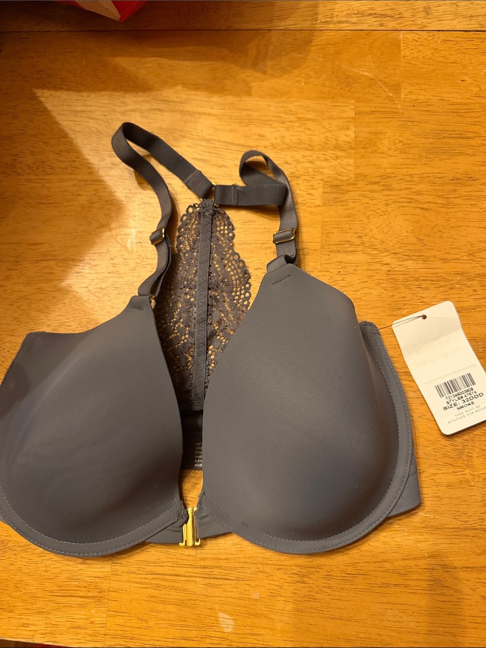 Lively Charcoal Front-Close Lace-Back T-Shirt Bra